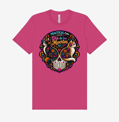 Adult Dia de los Muertos PracTICAl Cats T-Shirt #1