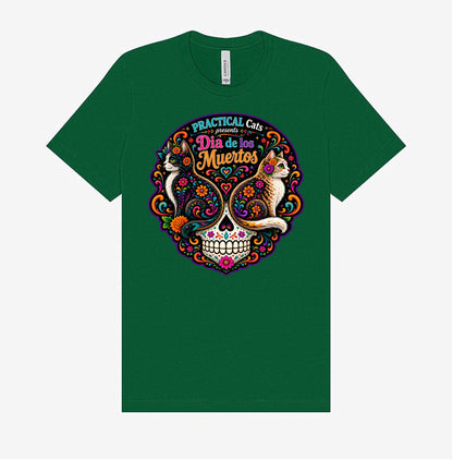 Adult Dia de los Muertos PracTICAl Cats T-Shirt #1