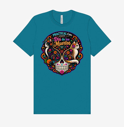 Adult Dia de los Muertos PracTICAl Cats T-Shirt #1