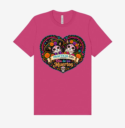 Adult Dia de los Muertos PracTICAl Cats T-Shirt #3