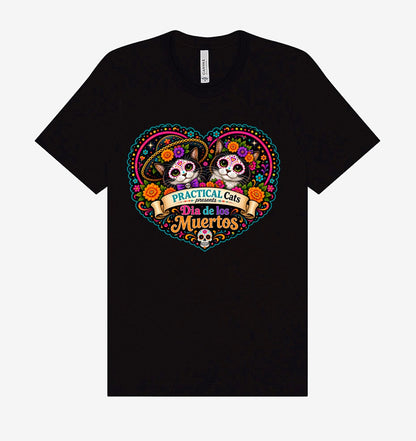 Adult Dia de los Muertos PracTICAl Cats T-Shirt #3