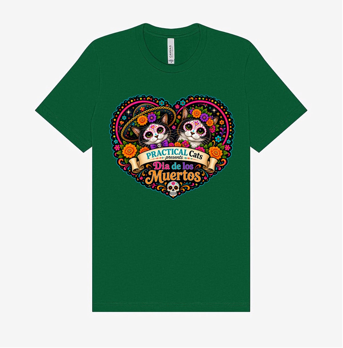 Adult Dia de los Muertos PracTICAl Cats T-Shirt #3