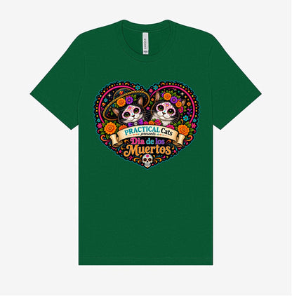 Adult Dia de los Muertos PracTICAl Cats T-Shirt #3