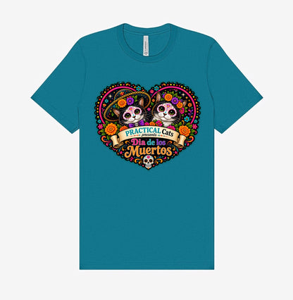 Adult Dia de los Muertos PracTICAl Cats T-Shirt #3