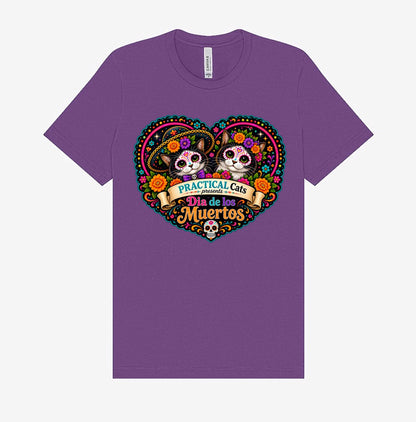 Adult Dia de los Muertos PracTICAl Cats T-Shirt #3