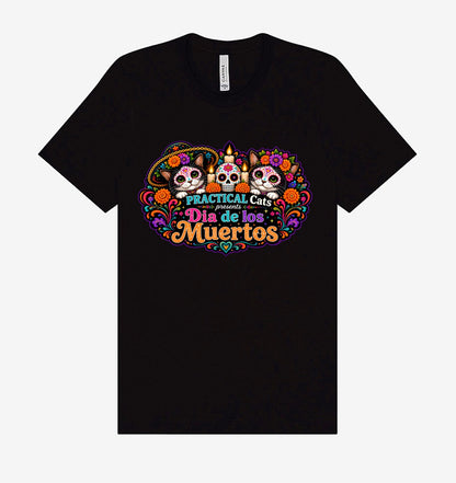 Adult Dia de los Muertos PracTICAl Cats T-Shirt #4