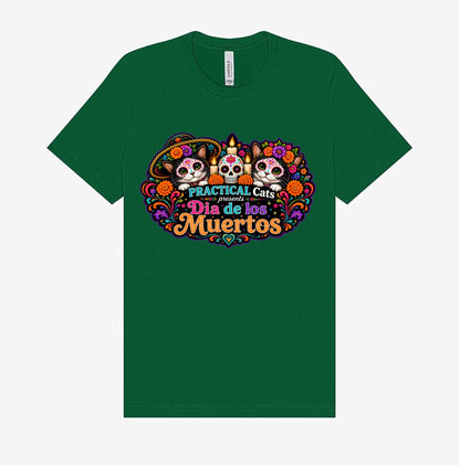 Adult Dia de los Muertos PracTICAl Cats T-Shirt #4