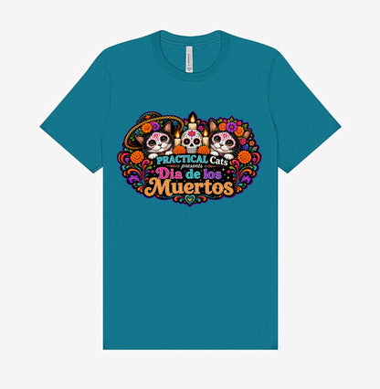 Adult Dia de los Muertos PracTICAl Cats T-Shirt #4