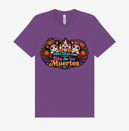 Adult Dia de los Muertos PracTICAl Cats T-Shirt #4