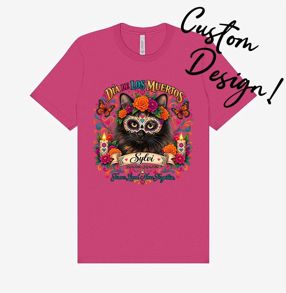 Custom Adult Dia de los Muertos PracTICAl Cats T-Shirt