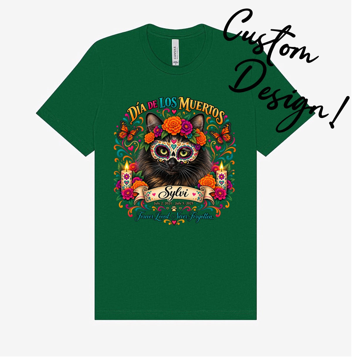 Custom Adult Dia de los Muertos PracTICAl Cats T-Shirt