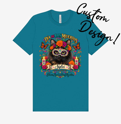 Custom Adult Dia de los Muertos PracTICAl Cats T-Shirt