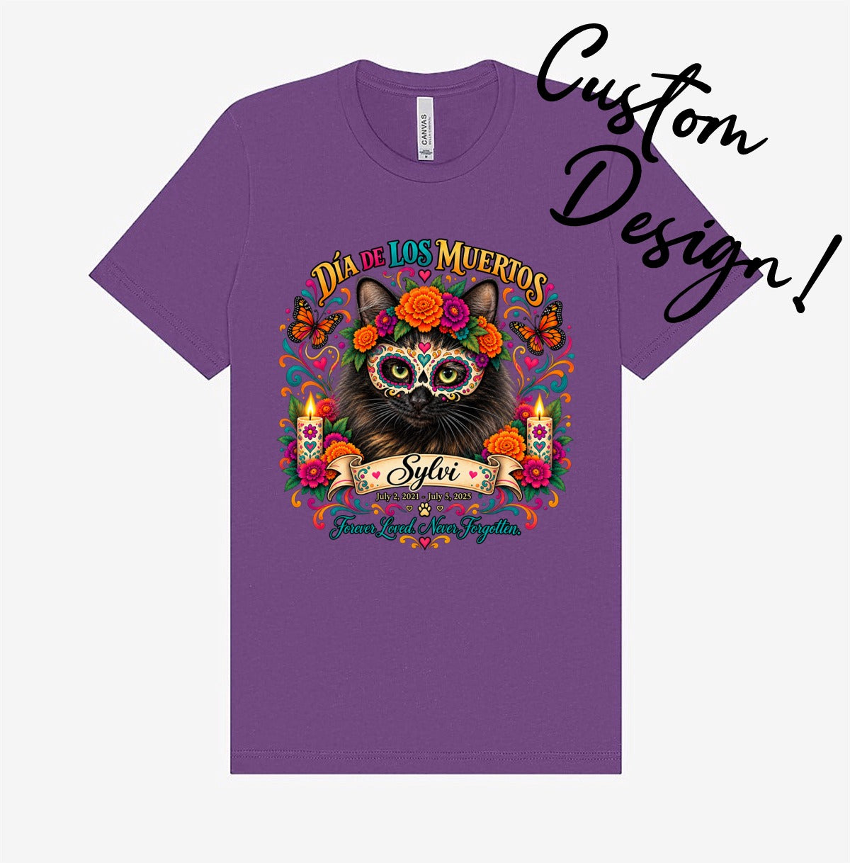 Custom Adult Dia de los Muertos PracTICAl Cats T-Shirt