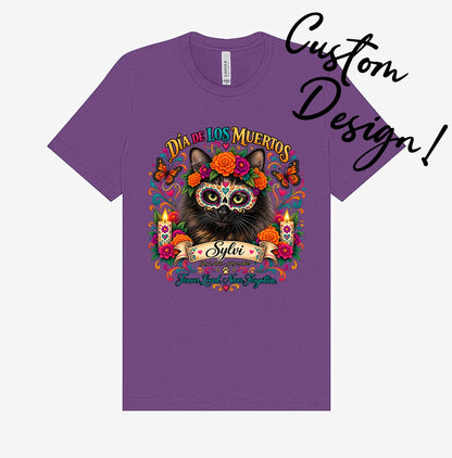 Custom Adult Dia de los Muertos PracTICAl Cats T-Shirt