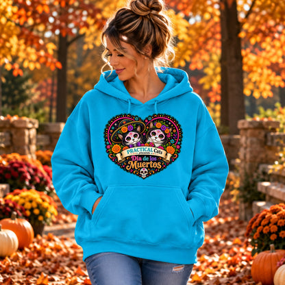 Adult Dia de los Muertos PracTICAl Cats Hoodie with Front Design #3