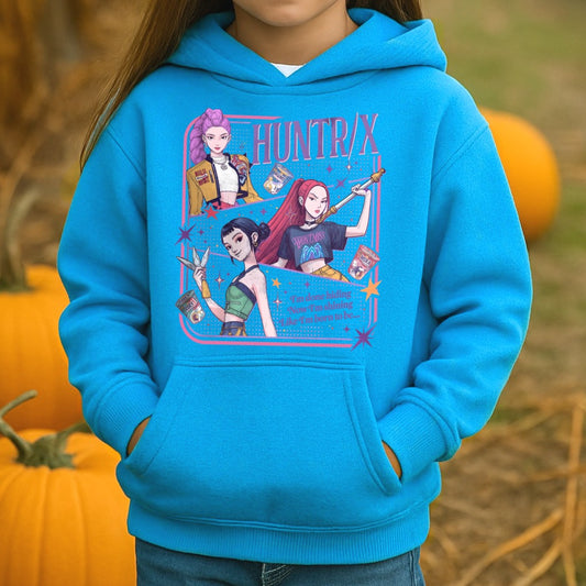 Youth K-Pop Demon Hunters Hooded Sweatshirt - Neon Blue