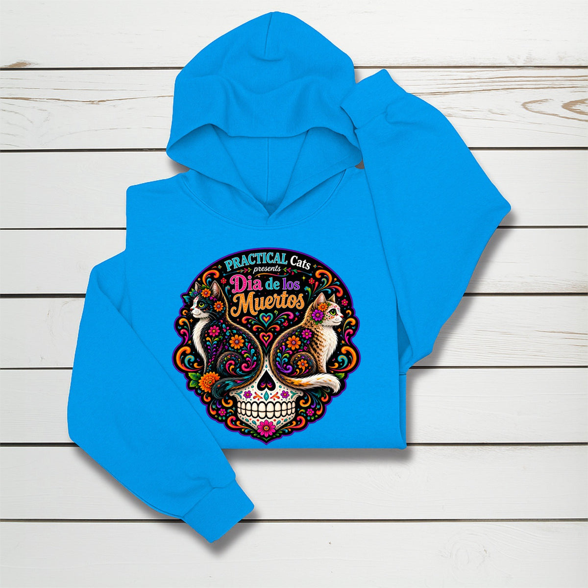 Youth Dia de los Muertos PracTICAl Cats Hoodie #1