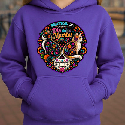 Youth Dia de los Muertos PracTICAl Cats Hoodie #1