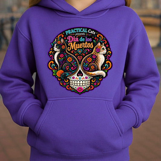 Youth Dia de los Muertos PracTICAl Cats Hoodie #1
