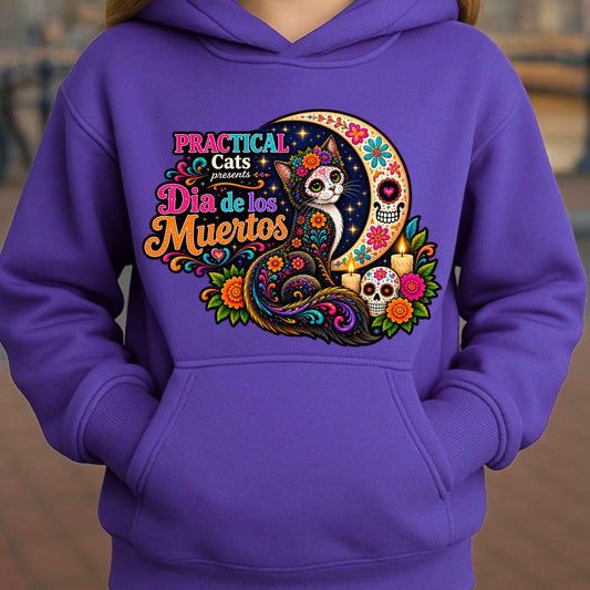 Youth Dia de los Muertos PracTICAl Cats Hoodie #2