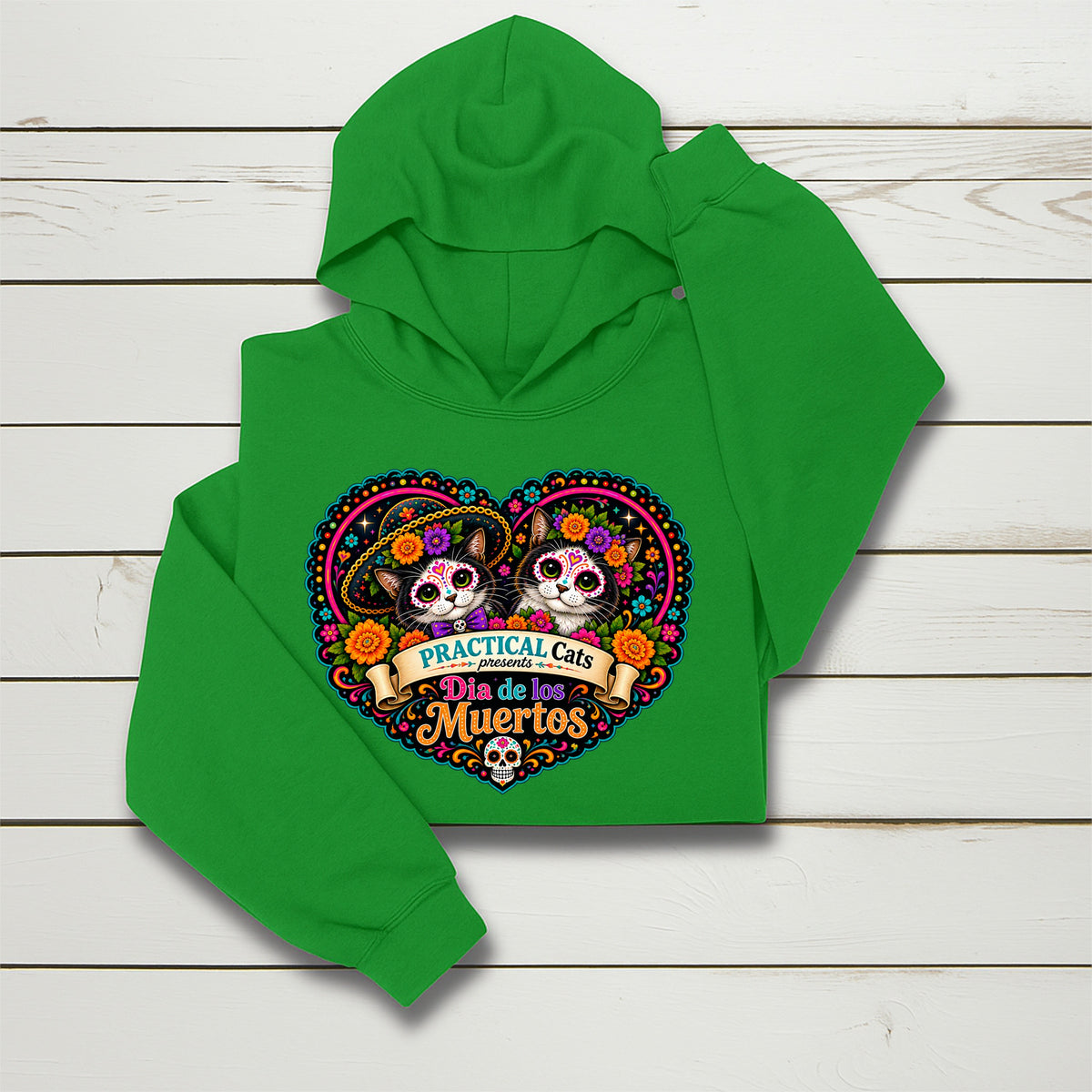 Youth Dia de los Muertos PracTICAl Cats Hoodie #3