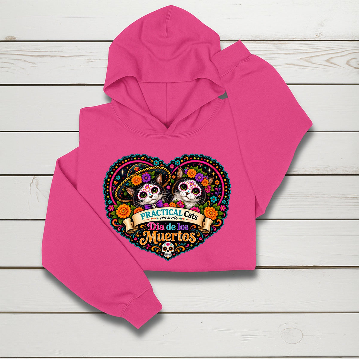 Youth Dia de los Muertos PracTICAl Cats Hoodie #3