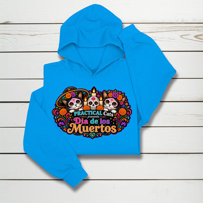 Adult Dia de los Muertos PracTICAl Cats Hoodie with Front Design #4