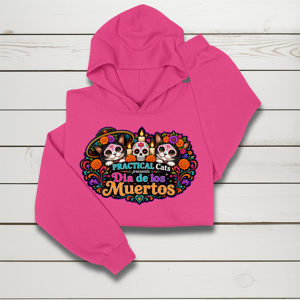 Youth Dia de los Muertos PracTICAl Cats Hoodie #4