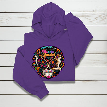 Adult Dia de los Muertos PracTICAl Cats Hoodie with Front Design #1