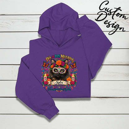 Custom Adult Dia de los Muertos PracTICAl Cats Hoodie with Front Design