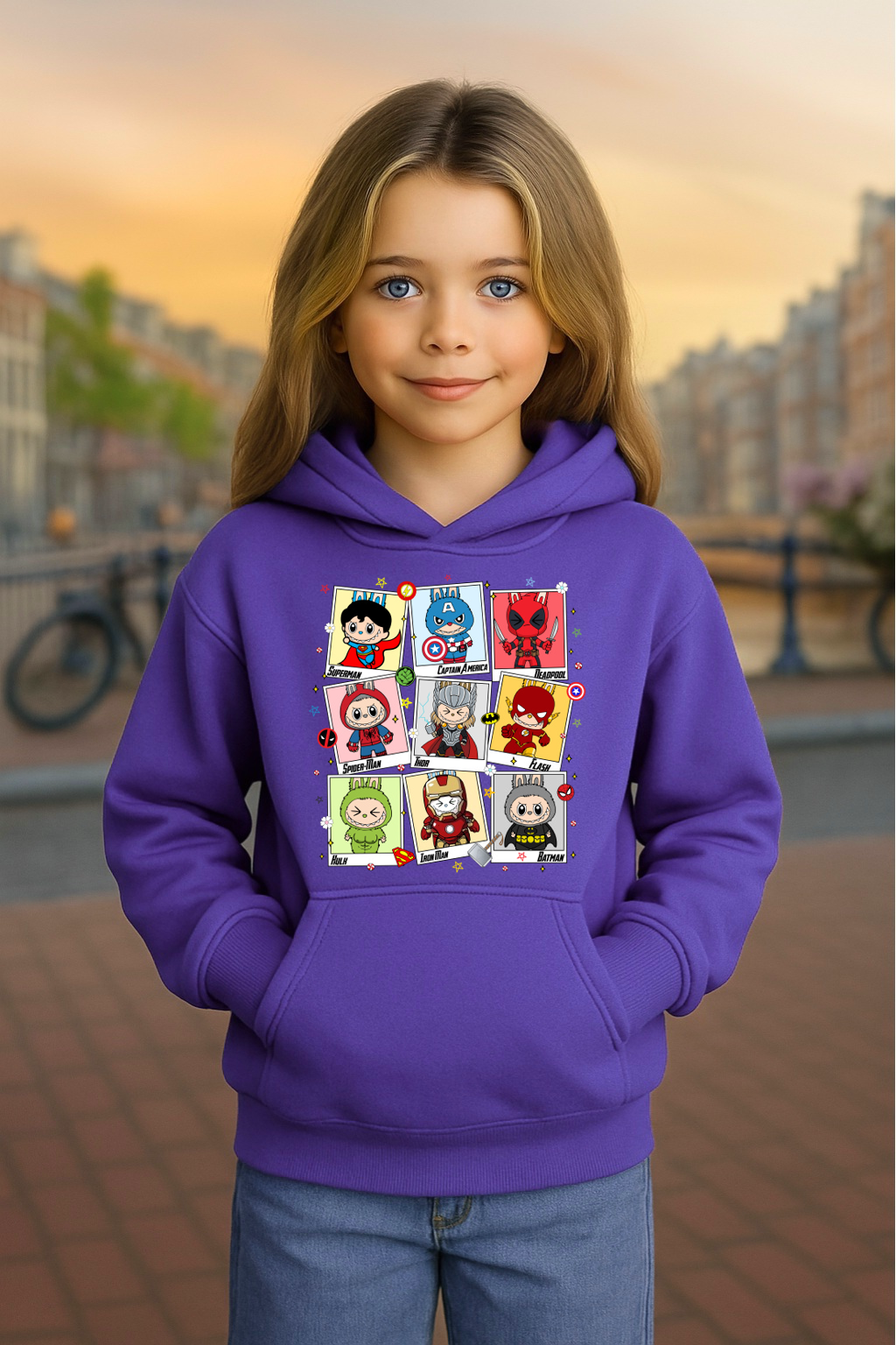 Youth Hoodie Labubu Monster Doll Hooded Sweatshirt Superhero #5