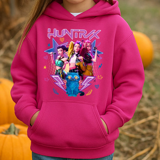 Youth K-Pop Demon Hunters Hooded Sweatshirt - Sangria Pink