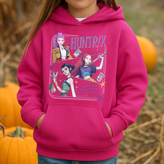 Youth K-Pop Demon Hunters Hooded Sweatshirt - Sangria Pink