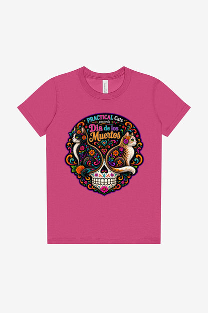 Youth Dia de los Muertos PracTICAl Cats T-Shirt #1