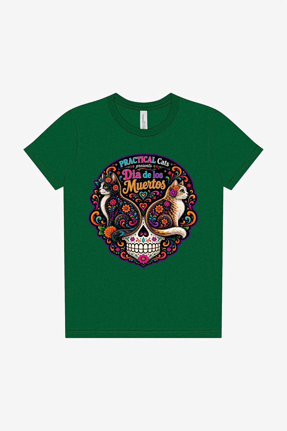 Youth Dia de los Muertos PracTICAl Cats T-Shirt #1
