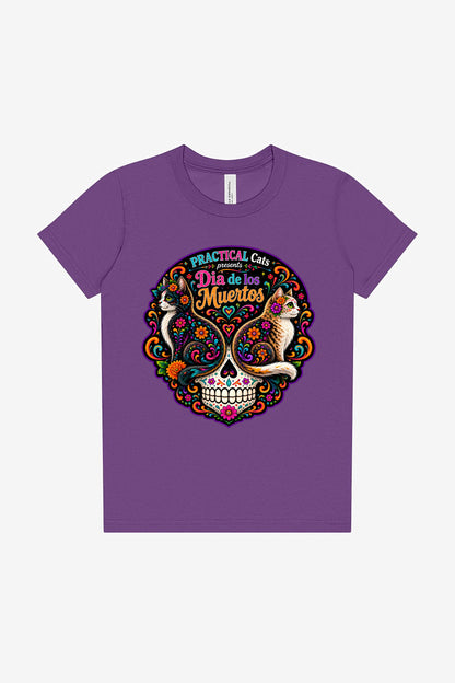 Youth Dia de los Muertos PracTICAl Cats T-Shirt #1