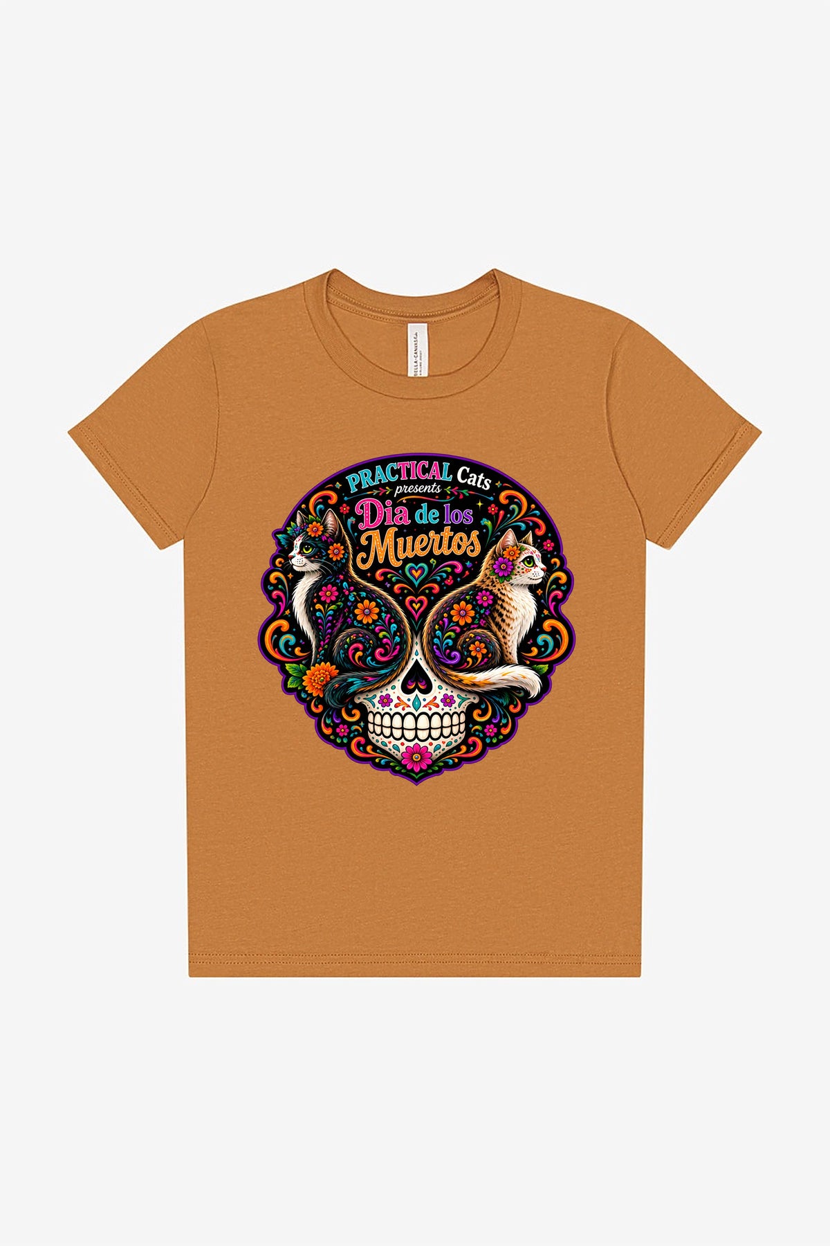 Youth Dia de los Muertos PracTICAl Cats T-Shirt #1