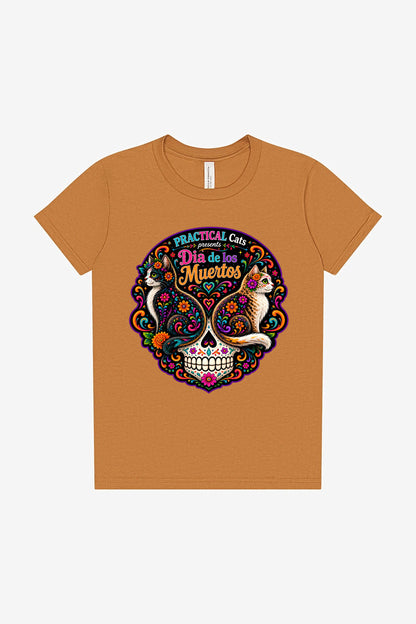 Youth Dia de los Muertos PracTICAl Cats T-Shirt #1