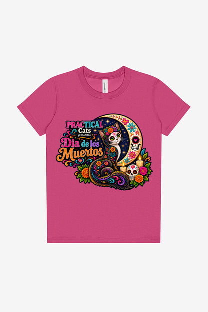 Youth Dia de los Muertos PracTICAl Cats T-Shirt #2
