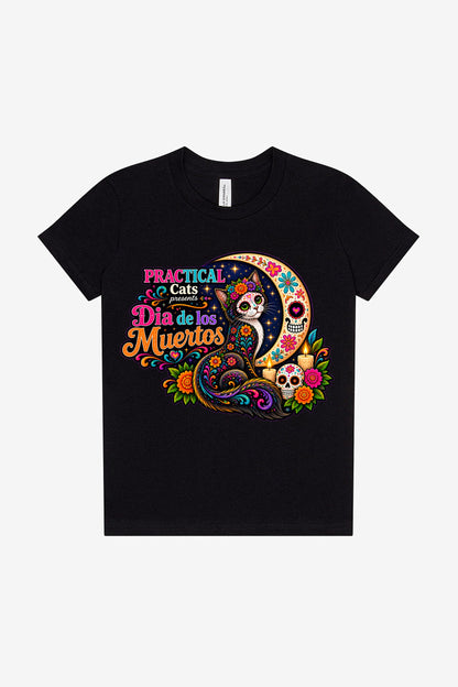 Youth Dia de los Muertos PracTICAl Cats T-Shirt #2