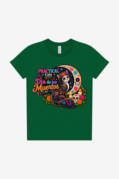 Youth Dia de los Muertos PracTICAl Cats T-Shirt #2