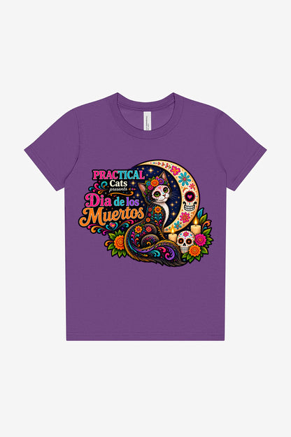 Youth Dia de los Muertos PracTICAl Cats T-Shirt #2