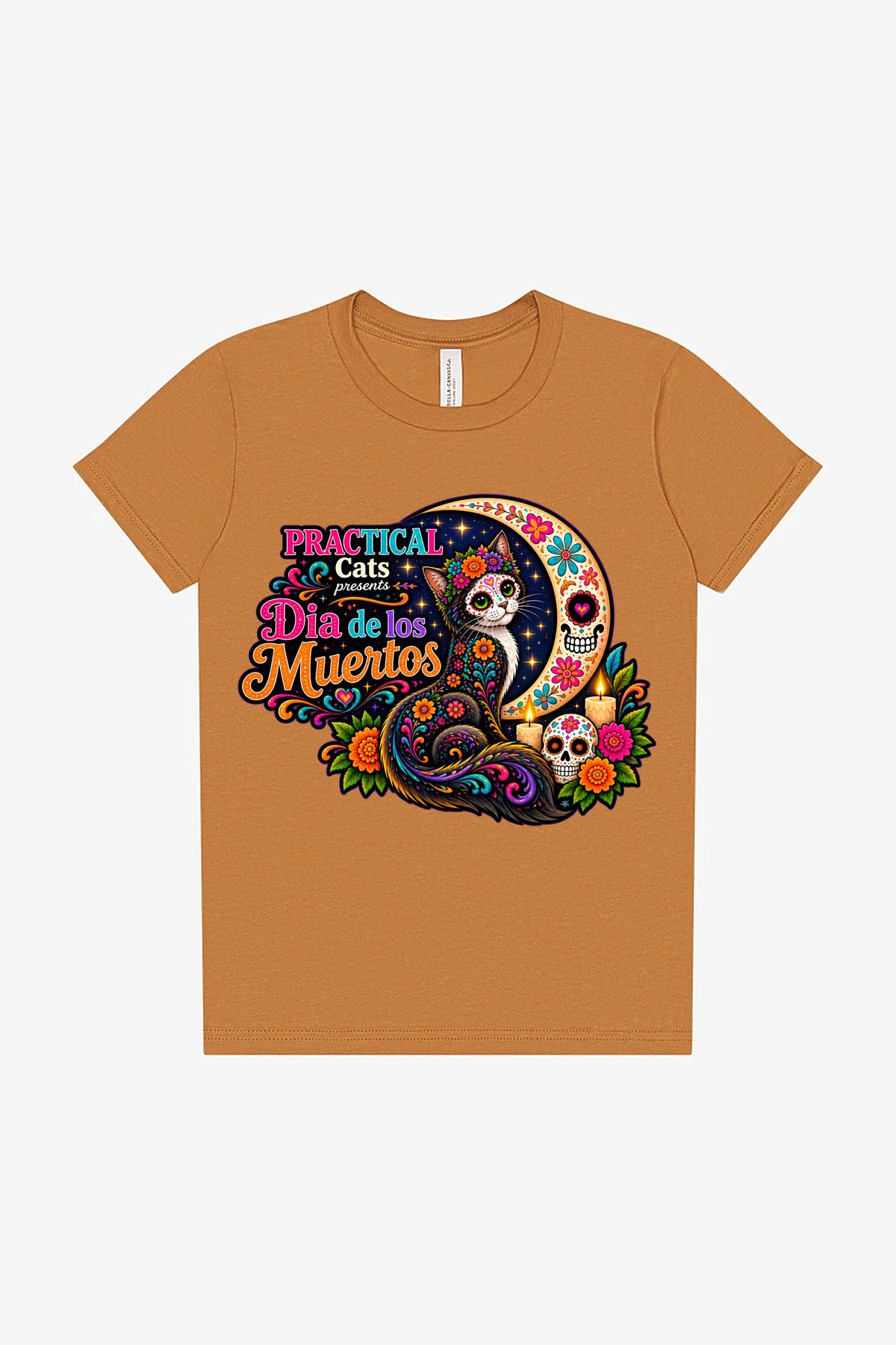 Youth Dia de los Muertos PracTICAl Cats T-Shirt #2