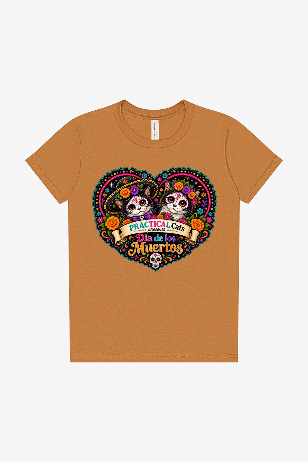 Youth Dia de los Muertos PracTICAl Cats T-Shirt #3