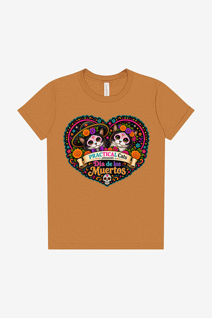Youth Dia de los Muertos PracTICAl Cats T-Shirt #3