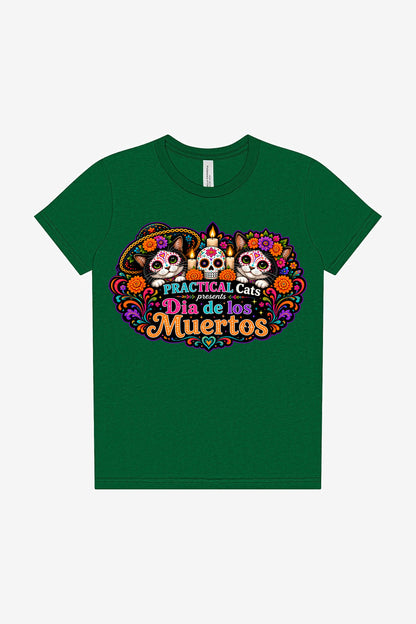 Youth Dia de los Muertos PracTICAl Cats T-Shirt #4