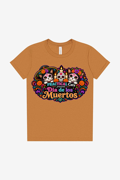 Youth Dia de los Muertos PracTICAl Cats T-Shirt #4