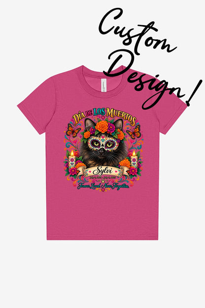 Custom Youth Dia de los Muertos PracTICAl Cats T-Shirt