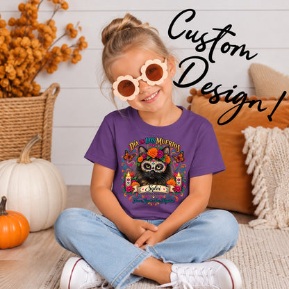 Custom Youth Dia de los Muertos PracTICAl Cats T-Shirt