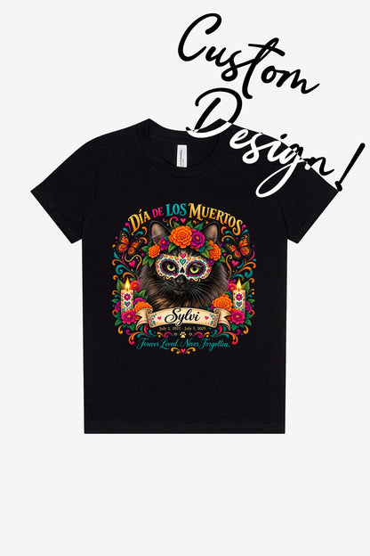 Custom Youth Dia de los Muertos PracTICAl Cats T-Shirt